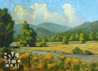 Entering Townshend, oil painting by Roger Vincent Jasaitis, copyright 2012, RVJart.com